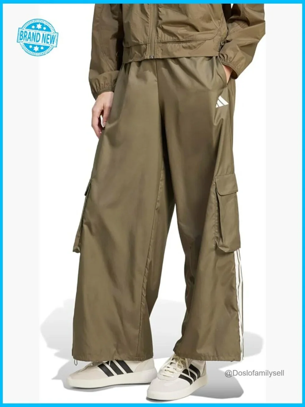 Utility Woven Cargo Pants Loose Fit Mid Rise Cuffed Pull-On Track Pants